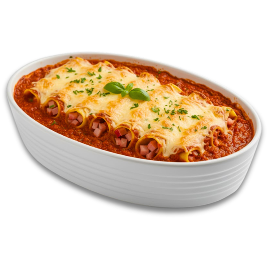 Cannelloni de Presunto e Queijo com Requeijão ao Molho Bolonhesa 2,5kg
