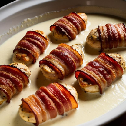 Medalhão de Frango com Bacon ao Molho Branco 800g