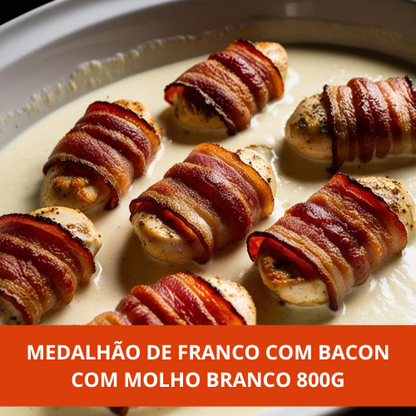 Medalhão de Frango com Bacon ao Molho Branco 800g