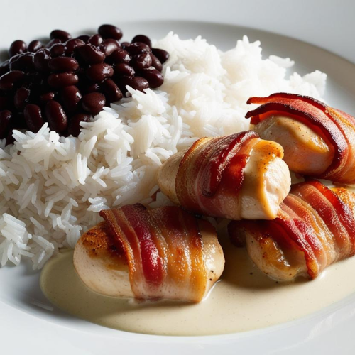 Arroz, Feijão com Medalhão de Frango ao Molho Branco 450g