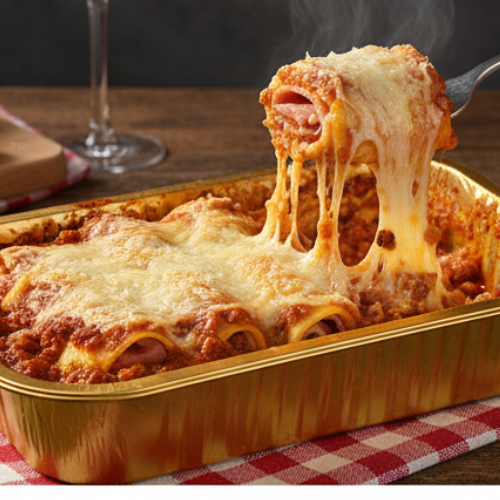 Cannelloni de Presunto e Queijo com Requeijão ao Molho Bolonhesa 1kg