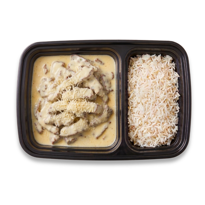 Iscas de Filé Mignon ao Molho 4 Queijos com Arroz 450g