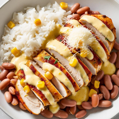 Arroz, Feijão com Filé de Frango à Milanesa com Creme de Milho 450g