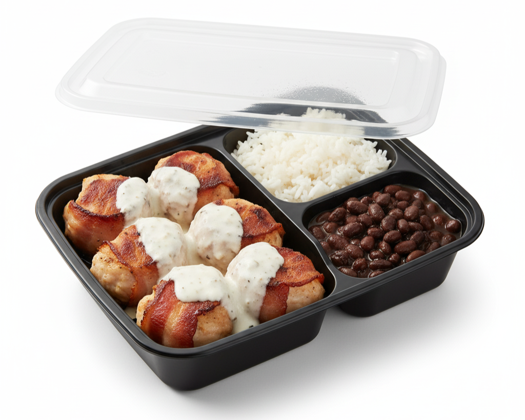 Arroz, Feijão com Medalhão de Frango ao Molho Branco 450g