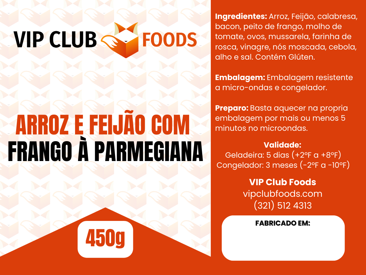 Arroz, Feijão com Frango à Parmegiana 450g